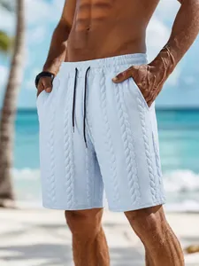 Detailansicht der hellblauen Herren-Jacquard-Shorts mit verstellbarem Kordelzug