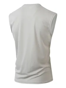 Back view of grey breathable mesh tank top for men outdoor casual wear