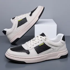 Sneaker professionali in pelle da uomo in bianco e nero con design a panda
