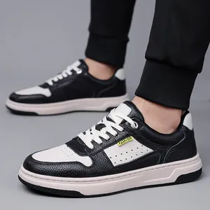 Sneaker da uomo in pelle bovina di primo strato premium in bianco e nero stile panda