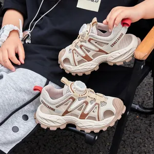 Breathable boys closed-toe sport sandals in beige for summer outdoor activities