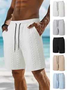 Jacquard Struktur Herren Casual Shorts Sommer Strand Kordelzug Taille Shorts Mit Taschen Mode Streetwear Männliche Bottoms Shorts