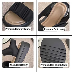 Children's stylish black beach sandals featuring a soft lining and 2.5cm non-slip platform