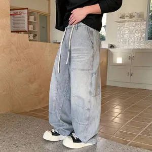 Jean de menuisier délavé de style urbain américain à coupe droite pour homme
