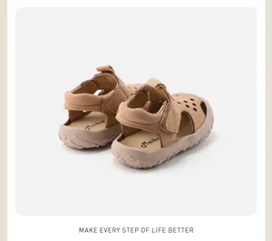 Rear view of breathable toddler sandals with soft anti-slip soles and hollow design