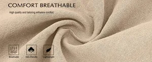 Close-up of lightweight and breathable linen fabric texture for men's casual summer pants.