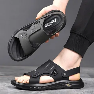 Sandalias de playa negras para hombre con suela gruesa antideslizante para deporte