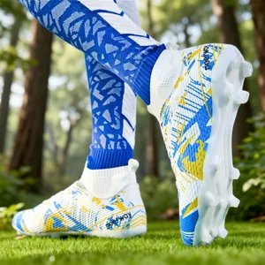 Professional High-Top Soccer Shoes For Men Women Firm Ground Cleats Anti-Slip Breathable Training Football Boots