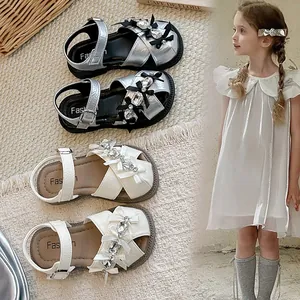 Sandali da Principessa a Punta Chiusa da Bambina Con Strass Fiocco Suola Morbida Scarpe da Spiaggia Estive con Strappo per Bambini