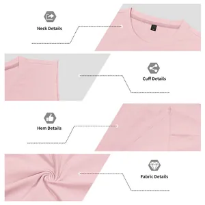 Close-up of pink men's gym tank top details including neckline, cuff, hem and fabric