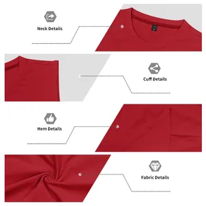 Detailed views showing neck, cuff, hem and fabric of this red men's sports tank top