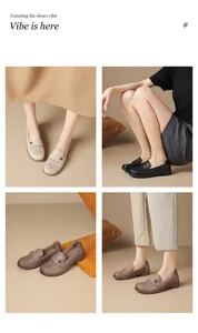 Multi-angle views of breathable perforated leather loafers for women in various colors.