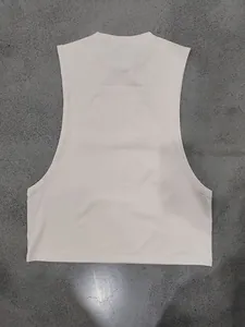 Back view of a white loose men's athletic tank top for gym and basketball training.