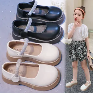 Zapatos Mary Jane para Niñas Estilo Británico Hebilla de Strass Zapatos de Princesa Suela Gruesa Zapatos de Vestir para Escuela