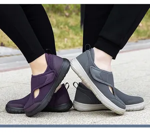 Zapatos de caminar de malla transpirable para ancianos con ajuste ancho y velcro
