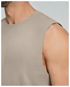 Close-up of sleeveless athletic tank top shoulder and neckline construction