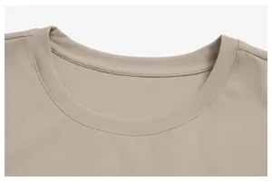 Close-up detail of a men's sports tank top featuring a clean-stitched round neckline.