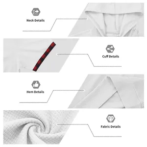Détails du sweat à capuche blanc en maille gaufrée pour hommes avec poignets à carreaux