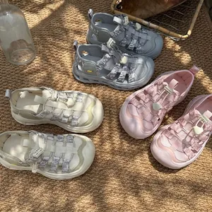Children's Closed Toe Sport Sandals For Boys Girls Microfiber Leather Rubber Sole Breathable Mesh Beach Shoes Summer Outdoor Kids Sandals
