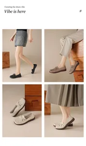 Bequeme handgenähte Leder-Loafer für Damen in verschiedenen Farben in einer Collage