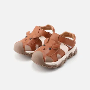 Sandales marron pour enfants à semelle épaisse antidérapante avec motif animal mignon