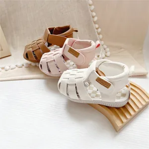 Summer Kids Closed Toe Sandals Soft Sole Toddler Woven Synthetic Leather Fisherman Shoes Hook Loop Boys Girls Casual Sandals