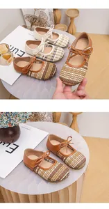 Scarpe Mary Jane bambina stile foresta vintage con dettaglio intrecciato e suola morbida