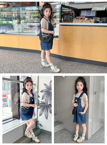 Dreiteilige Ansicht atmungsaktiver Kleinkinder-Sneaker mit weicher Sohle an Modell.