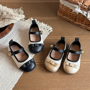 Elegant Tweed Mary Jane Princess Shoes for Little Girls with Cute Bow Accents and Gold Button