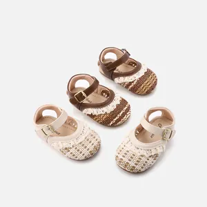 Baby Mädchen Lauflernschuhe Sandalen Mikrofaser Gummisohle Gewebte Spitze Prinzessin Stil Weiche Sohle Prewalker Schuhe Für Kleinkind