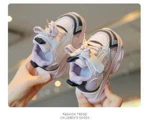 Macro view of pink breathable mesh and soft non-slip sole on toddler sneakers for girls