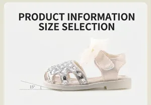 Detail of the 15-degree toe spring on girl's sequin princess shoes for better walking.