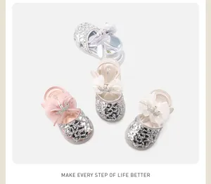Exquisite variety of baby girl soft sole sequin princess shoes with crown and bow details