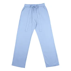 Pantaloni da uomo in lino azzurro, larghi e traspiranti, con coulisse regolabile in vita