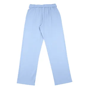 Pantaloni casual da uomo in lino azzurro, traspiranti e dal taglio dritto estivo