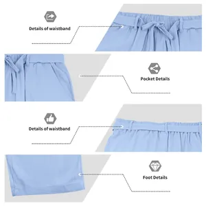 Dettagli di vita, tasche e orlo dei pantaloni in lino azzurro da uomo