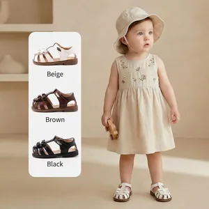 Eleganti sandali per bambine con doppio fiocco e suole morbide antiscivolo di qualità