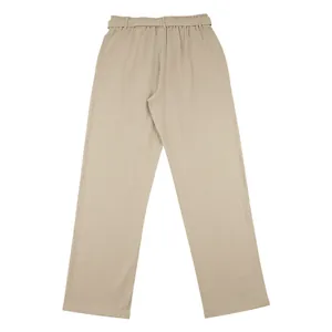 Dettaglio posteriore di pantaloni casual da uomo in lino traspirante in colore kaki