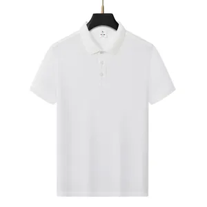 Detailed view of a premium white men's short-sleeved polo shirt on a black hanger