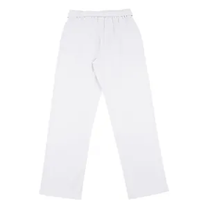 Vista posteriore di pantaloni in lino bianco da uomo con coulisse ed elastico