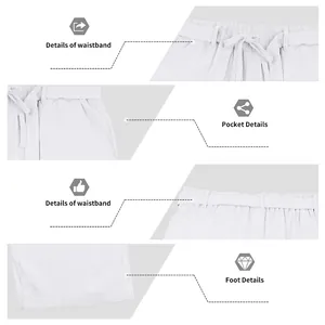 Visualizzazioni macro dettagliate di vita, tasche e orlo dei pantaloni di lino