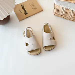 Kinder Birkenstock Stil Freizeit Sandalen Jungen Mädchen Korean Sommer PU Leder Leichte Strand Schuhe Mit Klettverschluss