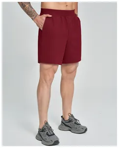 Professional men's burgundy athletic shorts for fitness, gym, and basketball training