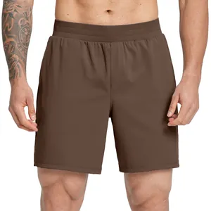 Men's brown high-stretch quick-dry sports shorts for fitness, gym, and basketball