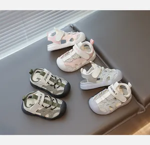 Multiple colors of breathable toddler mesh sandals with secure velcro straps and soft soles
