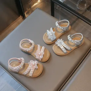 Mädchen Sandalen Sommer Neue Kleinkind Prinzessin Schuhe Offene Zehen Römische Sandalen Mit Perlen Blumen Dekor Weiche Sohle Kinder Freizeitschuhe