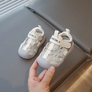 Breathable mesh infant walking sandals with soft sole and protective toe cap for toddlers