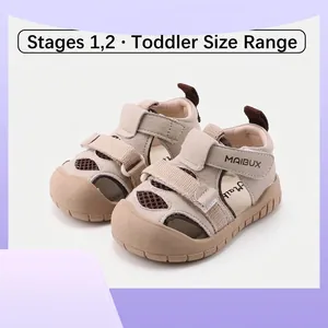 Kleinkinder Jungen Mädchen Sportsandalen Atmungsaktives Mesh Geschlossene Zehen Outdoor Rutschfeste Sommerschuhe Mit Klettverschluss