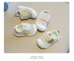 Multi-color breathable mesh baby walker shoes with Velcro straps