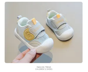 Breathable mesh baby walking shoes with soft non-slip soles